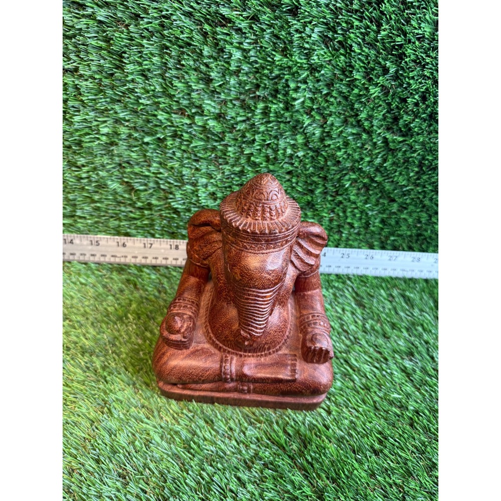 Artisans Angkor Hand Carved Wood Ganesha Statue Seated Hindu Deity Cambodia 5.5" - Picture 3 of 8
